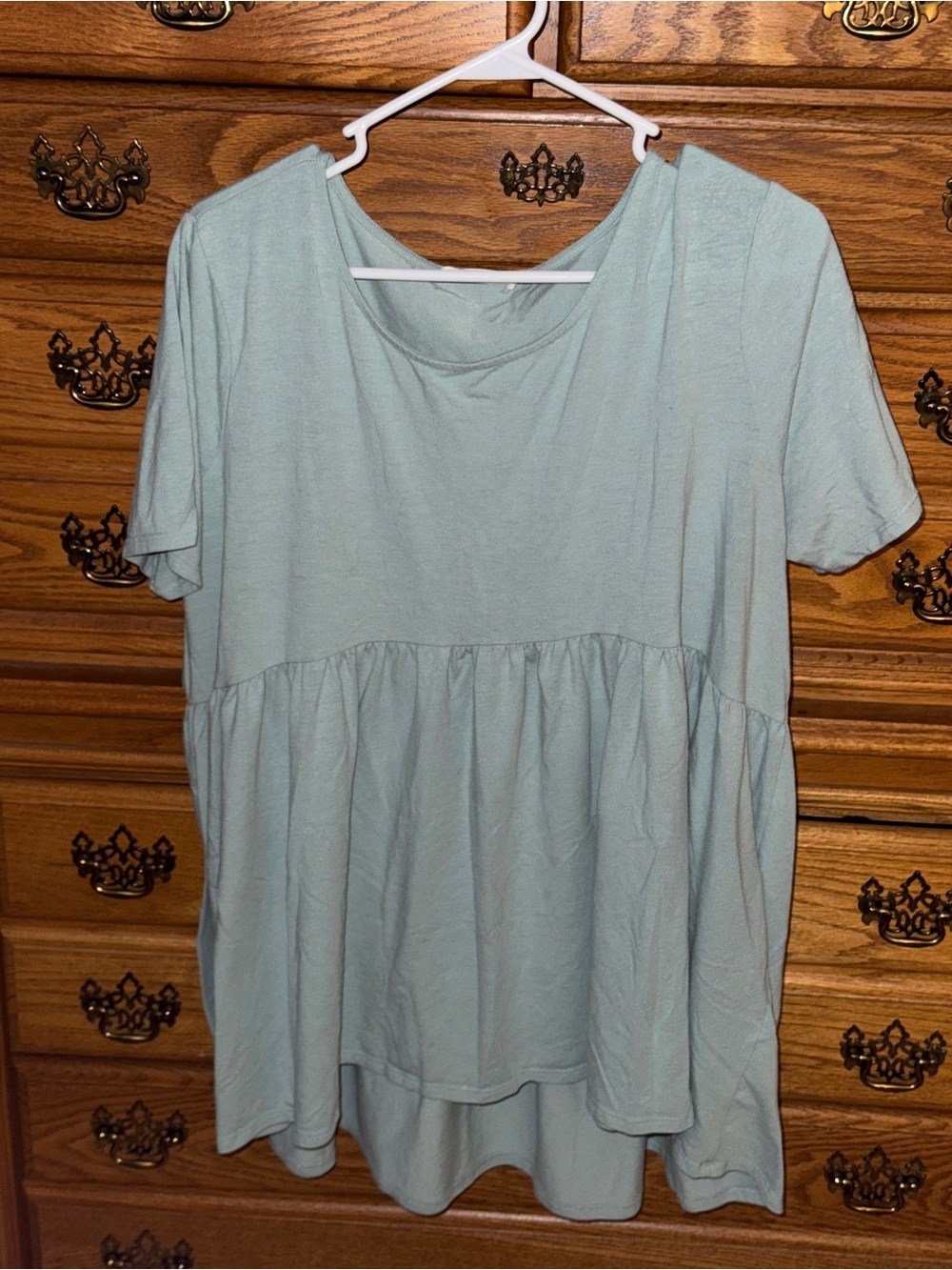 Zenana Light Blue/Teal Short Sleeve Babydoll Tunic Top 2X